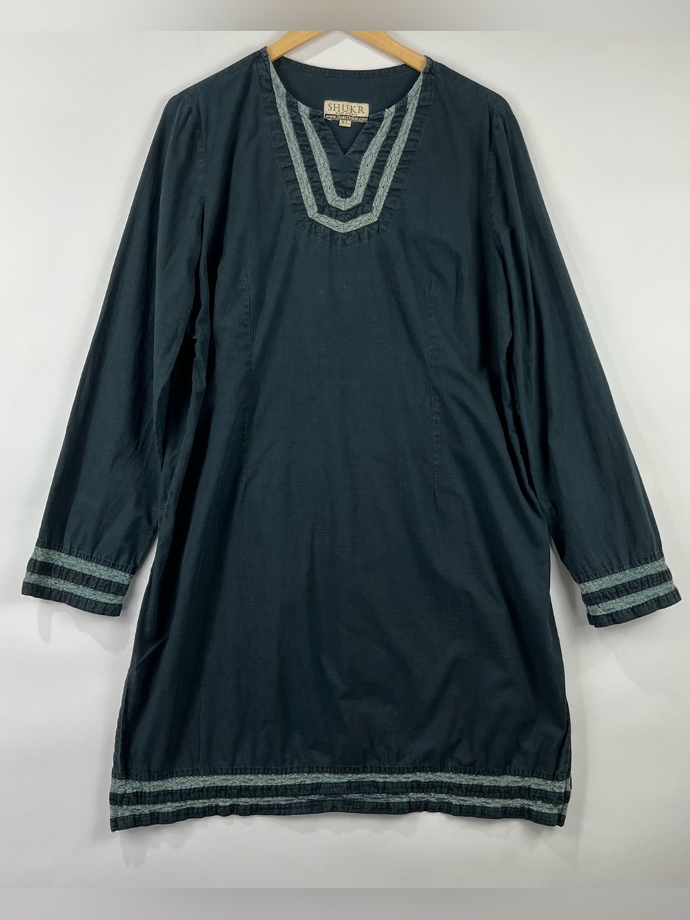 SHUKR 100% Cotton Embroidered Tunic Dress Made in Syria Modest Boho